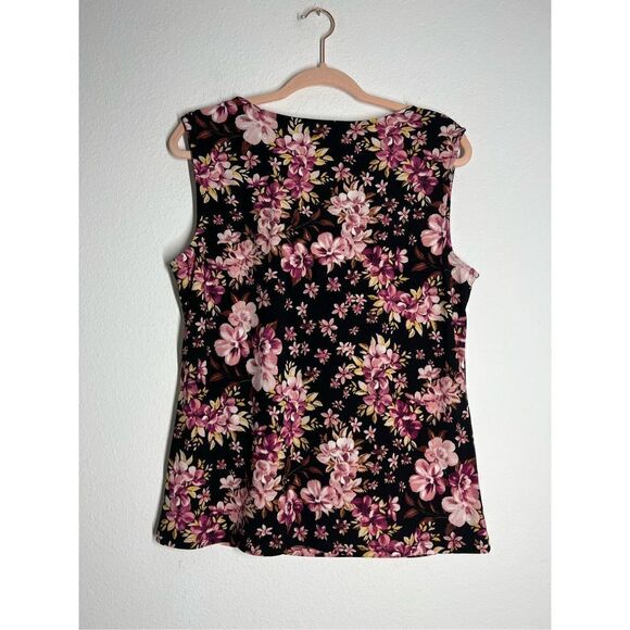 Black Label By Evan-Picone Floral Print Top Size L - Picture 4 of 7